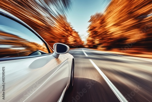 Wallpaper Mural A motion-blurred shot of a car accelerating on an empty highway - the car in sharp focus while the road and surroundings blur into streaks. Torontodigital.ca