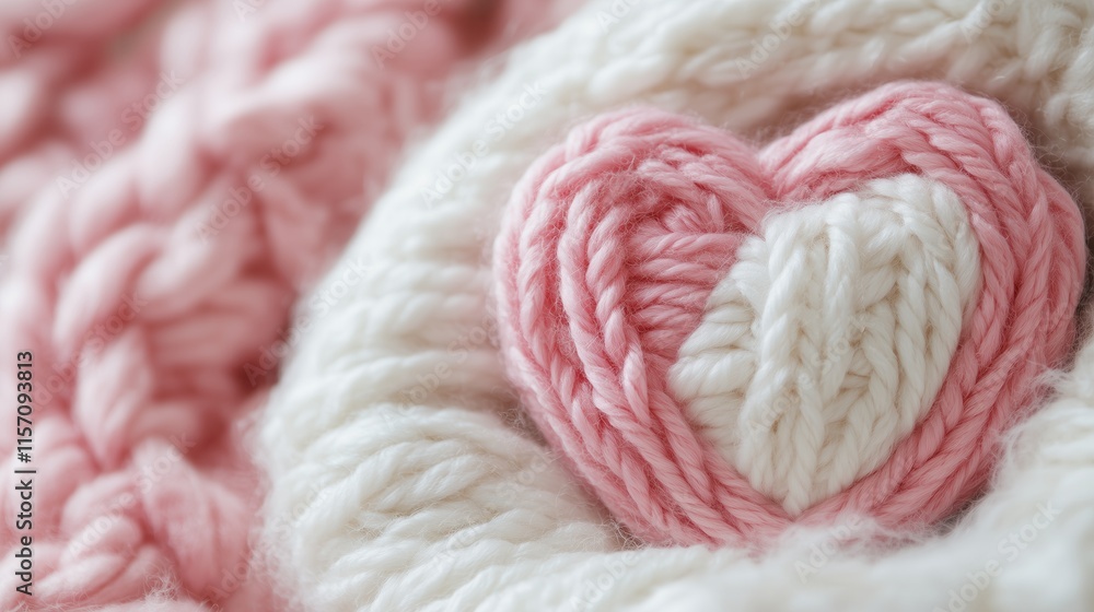 Knitted Heart Decoration in Soft Pink Tones Knitted Heart Decoration in Soft Pink Tones