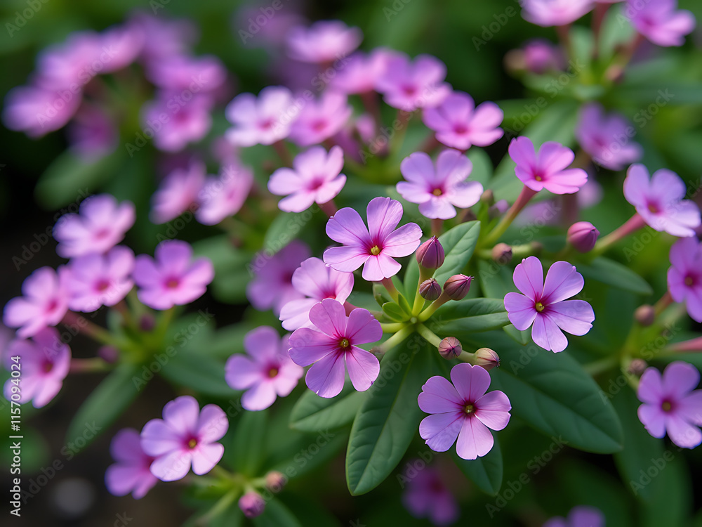 Many Small Purple Flowers Of Phlox Subulata Bloom In The Background, Creating A Colorful And Picturesque Scene From Above. 00003