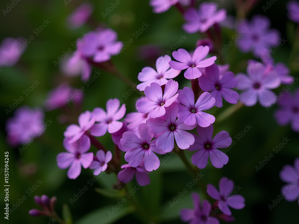 Many Small Purple Flowers Of Phlox Subulata Bloom In The Background, Creating A Colorful And Picturesque Scene From Above. 00001 Many Small Purple Flowers Of Phlox Subulata Bloom In The Background, Creating A Colorful And Picturesque Scene From Above. 00001