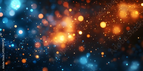 Magical Galaxy with Blue and Orange Stars 