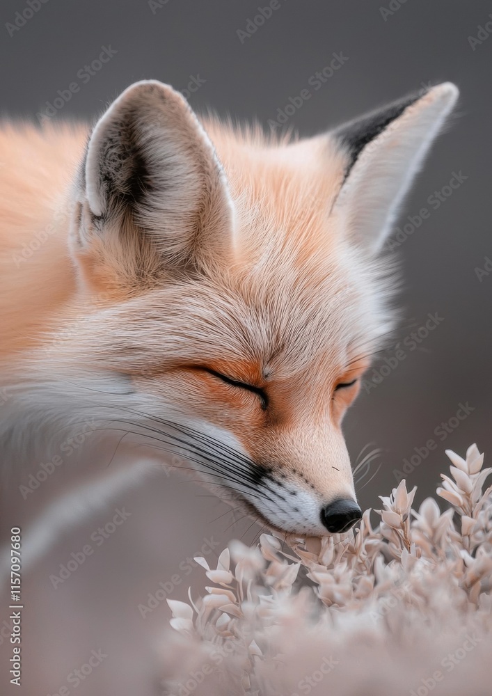 Fototapeta premium A fox is looking at the camera with its mouth open