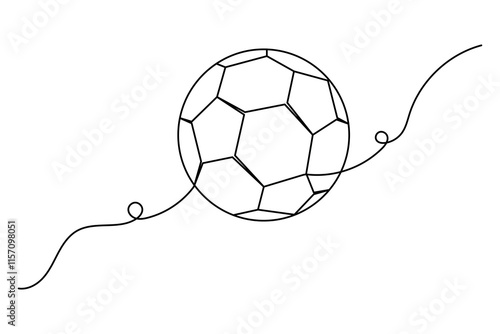 Football continuous one line art drawing of isolated outline vector illustration