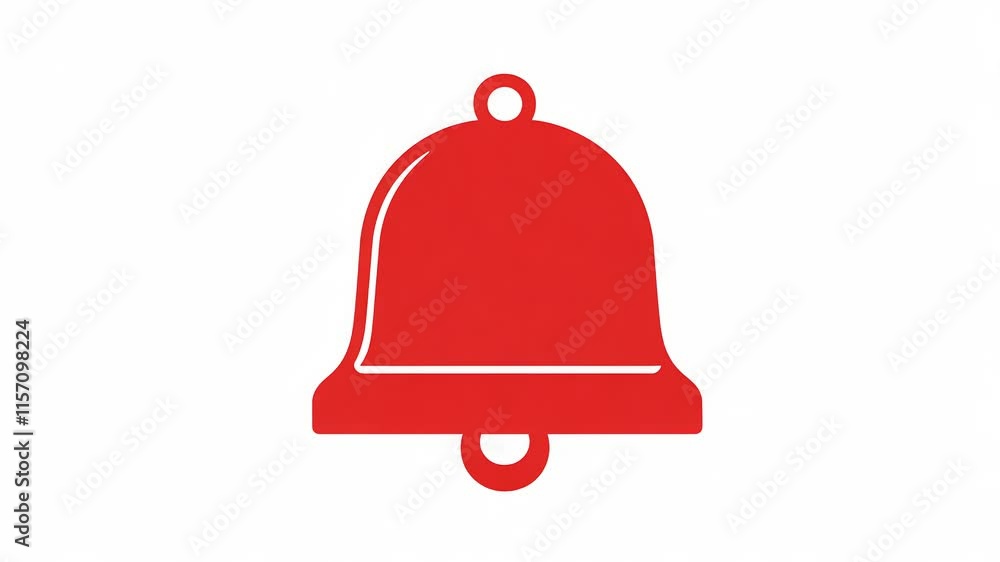 Red bell icon with a clapper on a white background, minimalist line art Red bell icon with a clapper on a white background, minimalist line art