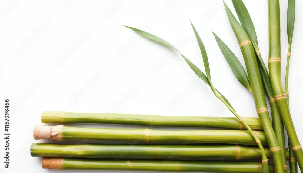 Obraz premium Serene Bamboo Stalks: A Minimalist Green Composition