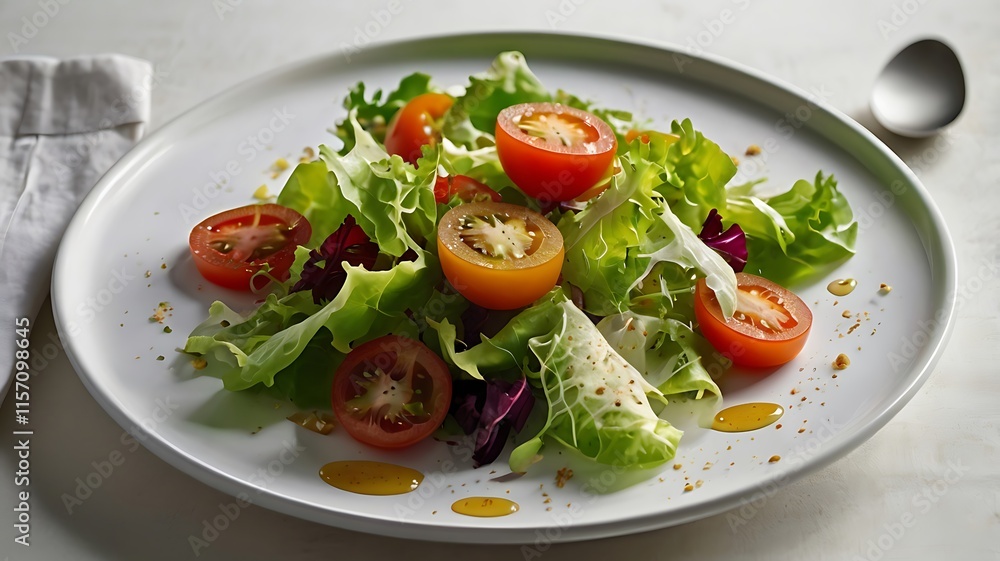 crisp, fresh green salad with juicy tomatoes crisp, fresh green salad with juicy tomatoes
