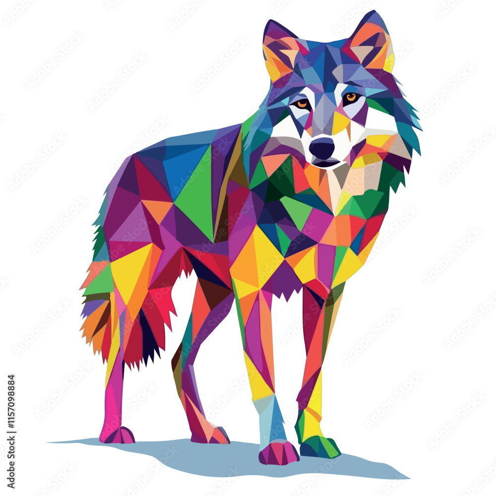 Obraz premium Colorful Low Poly Wolf Vector illustration on isolated background