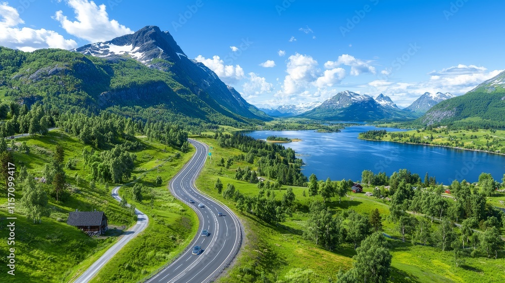 An environmental analysis team is examining digital models of road construction projects close to lakes and forests, assessing the extent of environmental disturbance from highway construction.