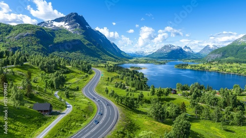 An environmental analysis team is examining digital models of road construction projects close to lakes and forests, assessing the extent of environmental disturbance from highway construction.