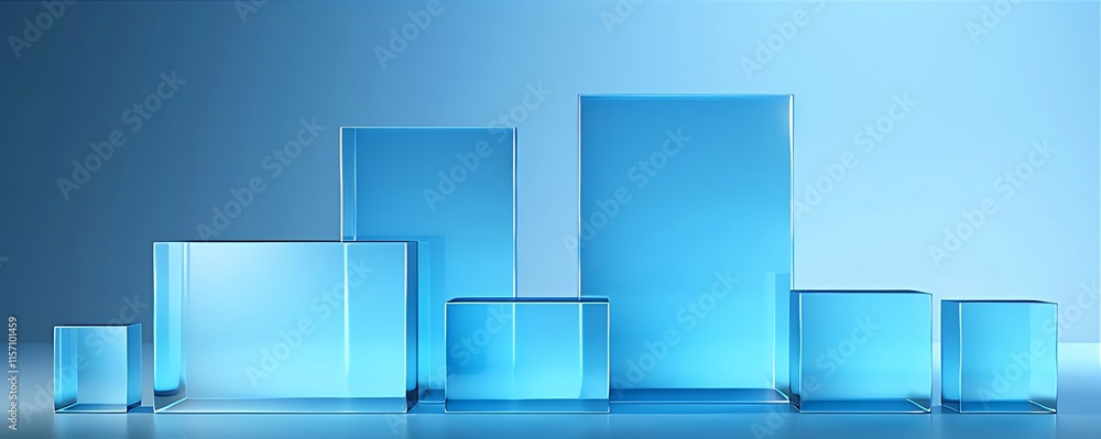 Abstract blue glass cubes on a gradient background. Abstract blue glass cubes on a gradient background.