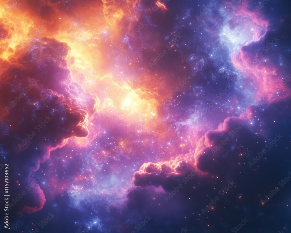 Abstract representation of cloud architecture with fractal lights, cloud computing, visual innovation Abstract representation of cloud architecture with fractal lights, cloud computing, visual innovation