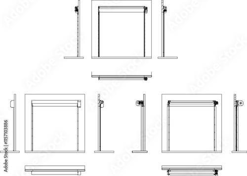 Vector sketch illustration of automatic car garage door detail design silhouette.eps