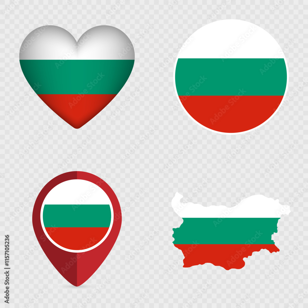 Bulgaria Flag Icons Pack. Vector illustration. Bulgaria Flag Icons Pack. Vector illustration.