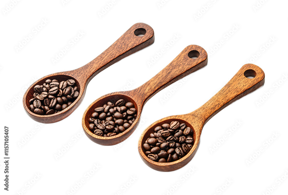 Coffee Scoop Set for Precise Measuring - Isolated on White Background Coffee Scoop Set for Precise Measuring - Isolated on White Background