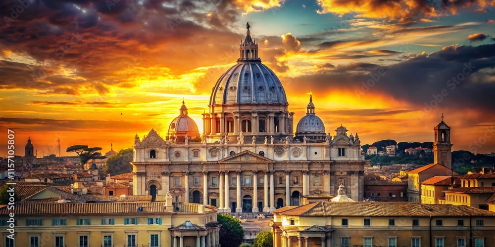 custom made wallpaper toronto digitalVintage Sunset over St. Peter's Basilica, Rome, Italy