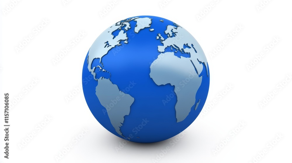Naklejka premium Blue D Earth Globe World Map Global Business