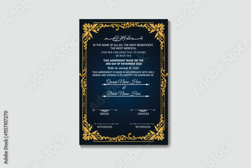 Muslim Marriage Certificate Design with floral