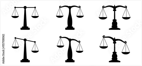 justice scale icon black silhouette law balance weight icon