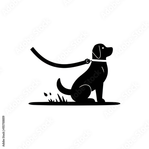 Dog on leash lead vector eps icon on white background