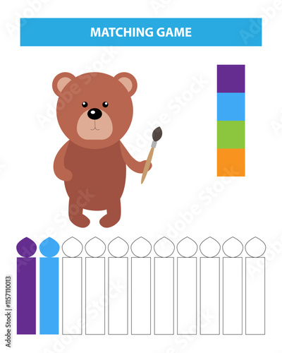 Color the fence game. Printable worksheet for kids.