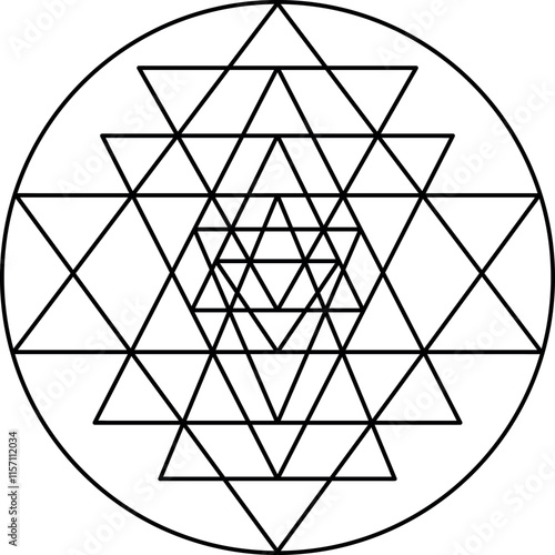 Sri yantra vector symbol isolated on white background. Sacred geometry symbol concept.