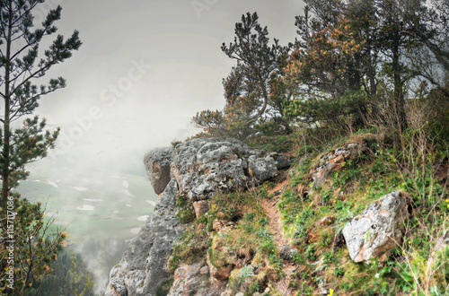 View of the Lago Naki plateau from the mountain peaks of the Caucasus Mountains, Krasnodar Krai, Republic of Adygea.
 photo