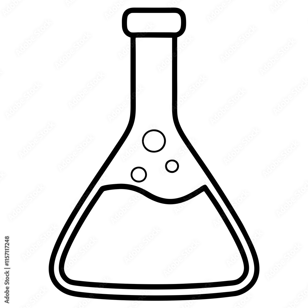 Chemistry Flask Line Art Vector Illustration Chemistry Flask Line Art Vector Illustration