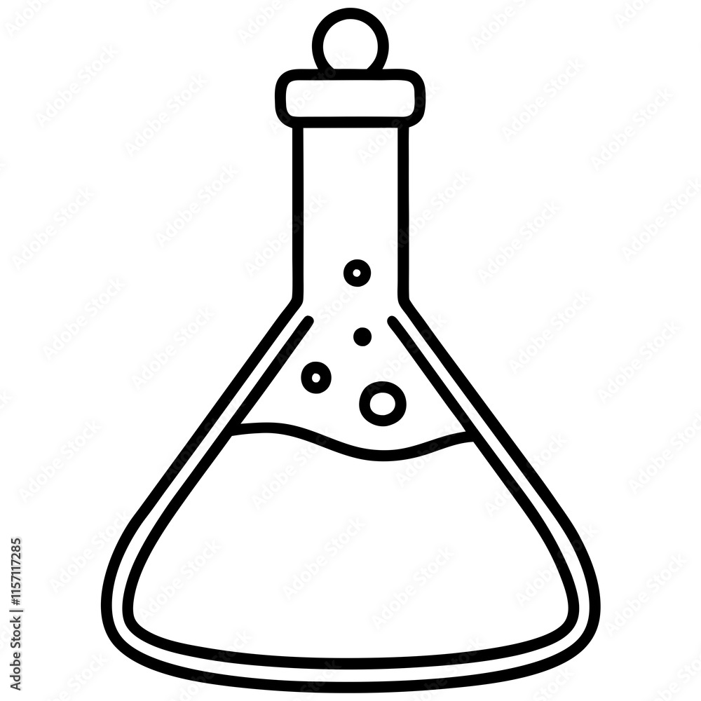 Chemistry Flask Line Art Vector Illustration Chemistry Flask Line Art Vector Illustration