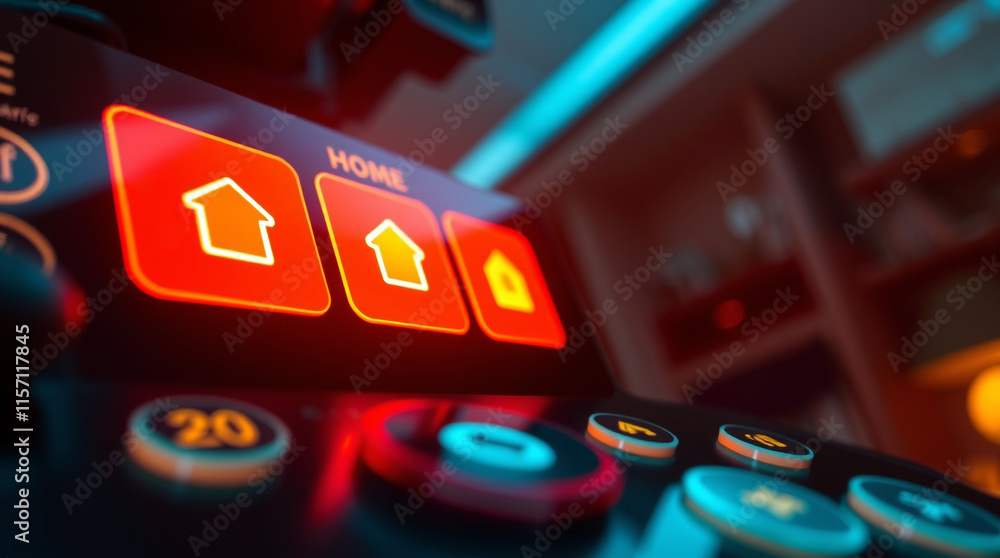 Illuminated Control Buttons on Modern Electronic Device Board Illuminated Control Buttons on Modern Electronic Device Board