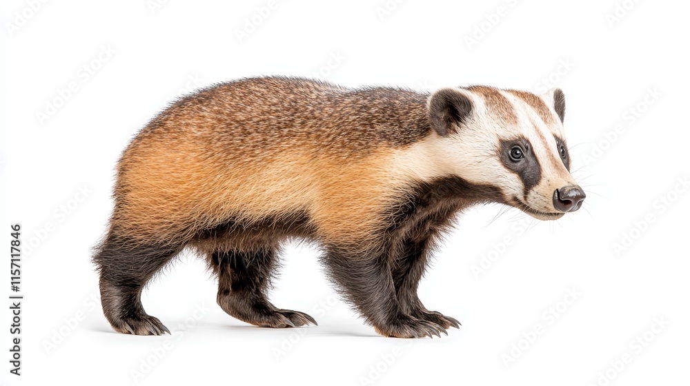 Fototapeta premium A naturalistic badger graphic intended for use in nature and wildlife design projects and artistic creations.