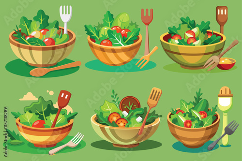 a vector illustration of a fresh green salad