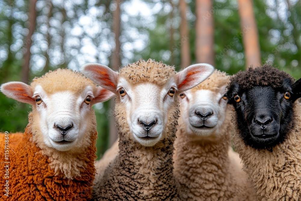 Obraz premium Inquisitive sheep graze in a picturesque countryside setting at dusk, ideal for farming, rural living, nature preservation, and eco-friendly initiatives.