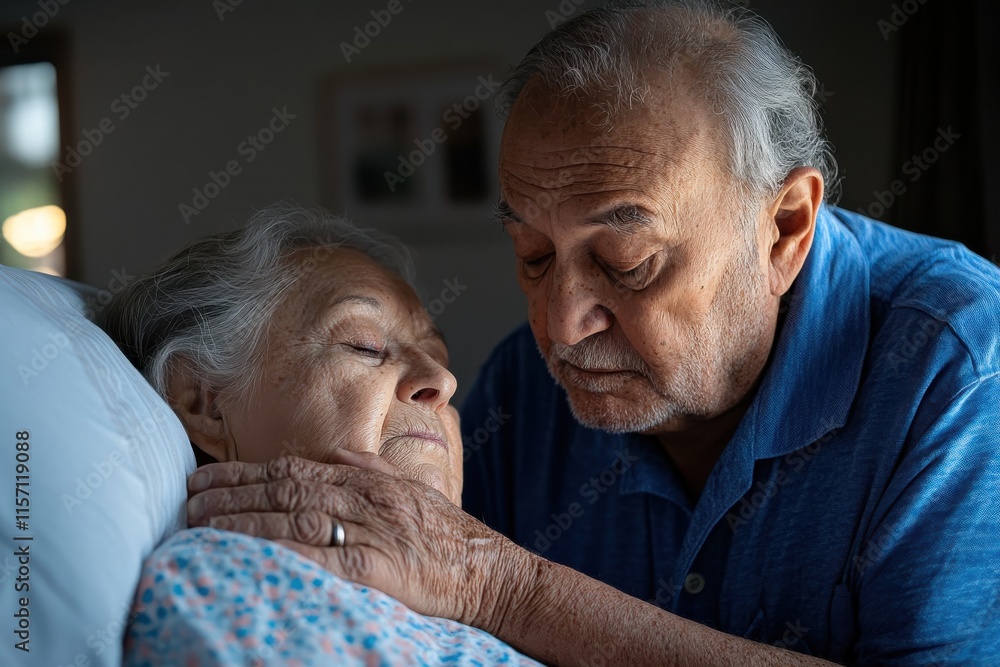 A serene scene showing an elderly couple sharing an affectionate moment, illustrating the beauty of love and commitment in the later stages of life. A serene scene showing an elderly couple sharing an affectionate moment, illustrating the beauty of love and commitment in the later stages of life.