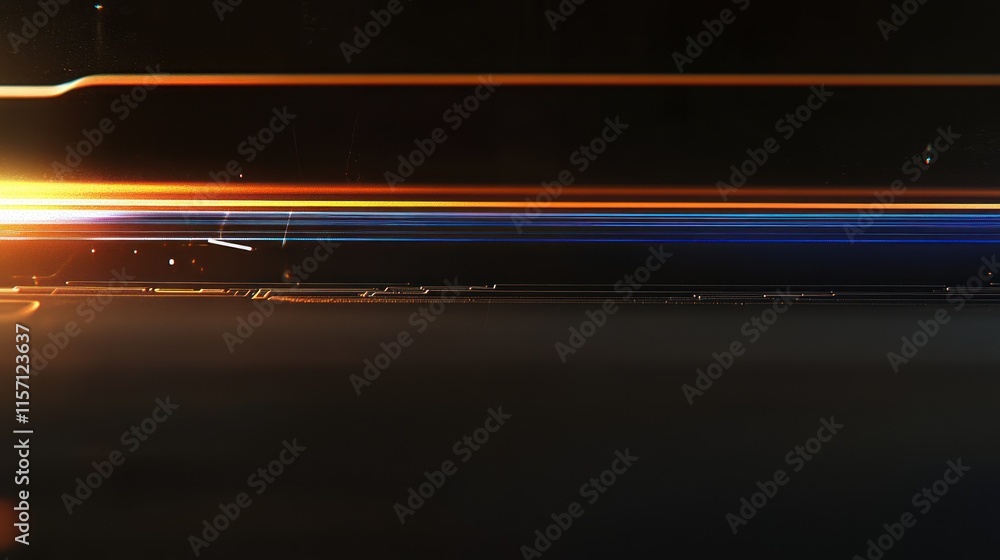 Obraz premium Abstract Light Streaks Dark Background Orange Blue Hues Futuristic Style