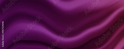 purple drapery silk fabric luxury background. Wavy abstract satin cloth vector texture pattern. 