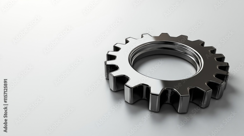 Shiny metal gear rotating on white background symbolizing innovation Shiny metal gear rotating on white background symbolizing innovation