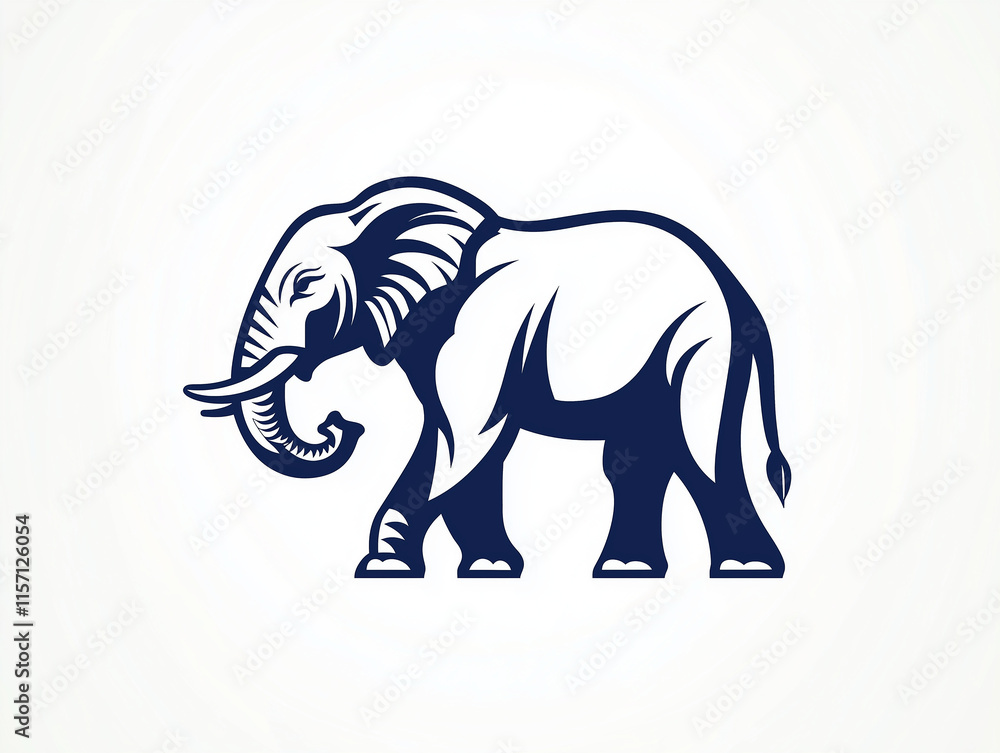 Obraz premium Creative illustration of an elephant showcasing its majestic form and unique features in a minimalist design