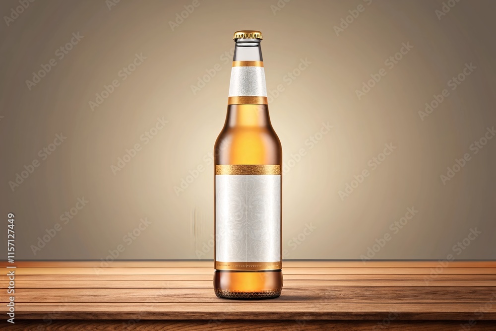 Beer bottle mockup with a blank empty label displayed – perfect for designers, brewers, or businesses in the beverage and branding industry. Beer bottle mockup with a blank empty label displayed – perfect for designers, brewers, or businesses in the beverage and branding industry.