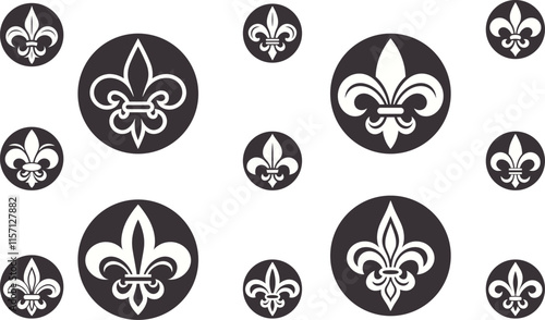 Fleur De Lis Set. Heraldic Lily Collection, Vector Illustration stock illustration