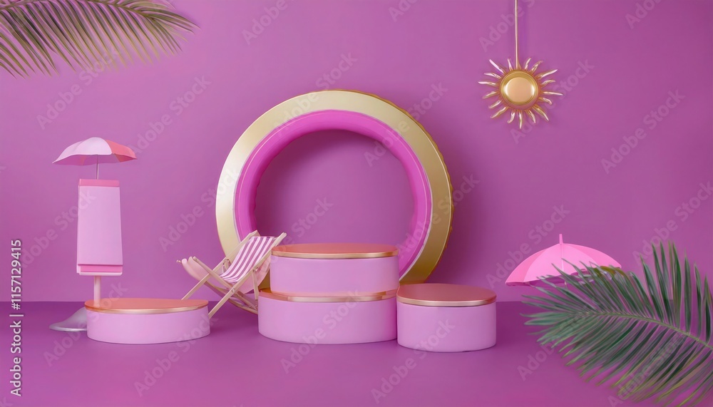 Vibrant Summer-Themed Podium with Tropical Accents for Bright, Sunny Product Displays Vibrant Summer-Themed Podium with Tropical Accents for Bright, Sunny Product Displays