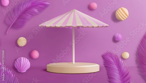 Vibrant Summer-Themed Podium with Tropical Accents for Bright, Sunny Product Displays