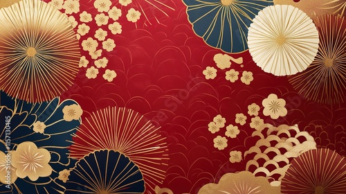 Red, gold, luxurious,  pattern background, New Year's card, New Year, celebration 