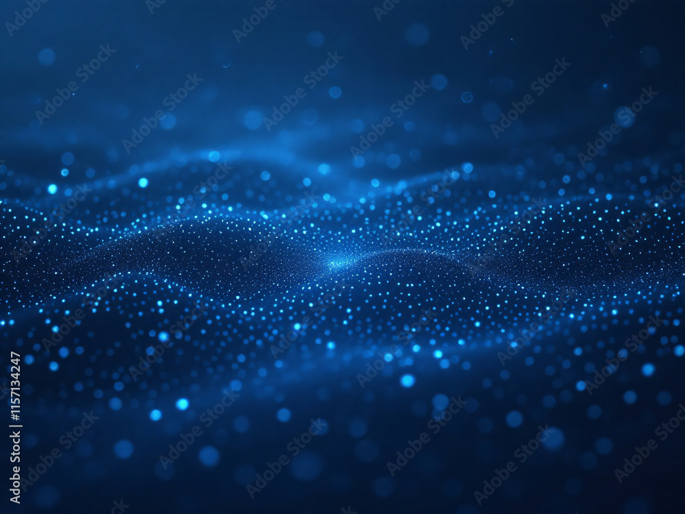 Blue digital abstract with glowing waves and particles. Blue digital abstract with glowing waves and particles.
