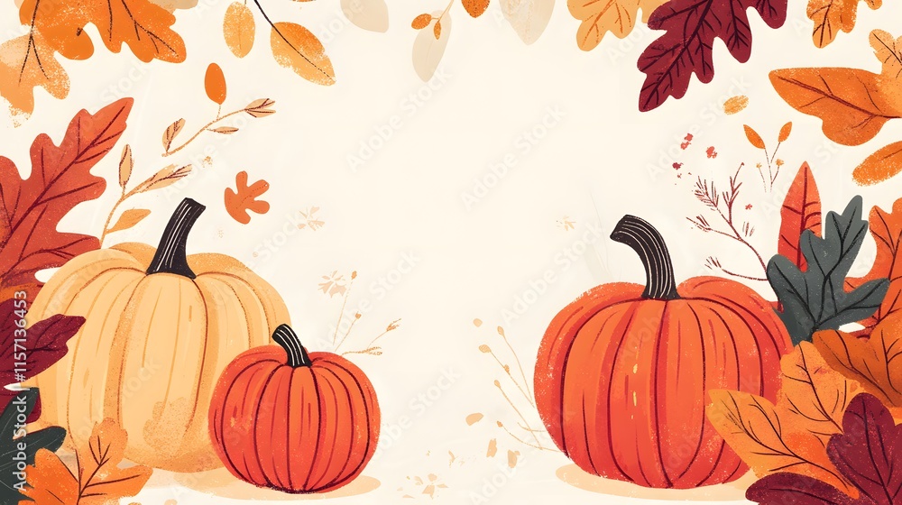 Fall web banner featuring pumpkins and autumn leaves Fall web banner featuring pumpkins and autumn leaves