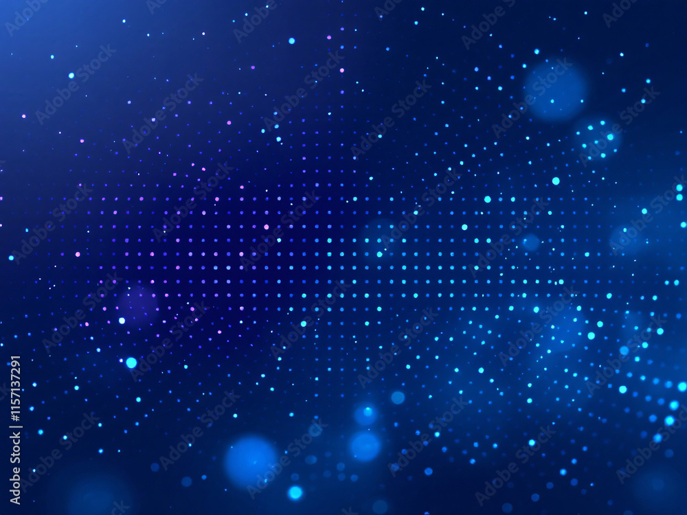 Fototapeta premium Blue gradient background with glowing dots, abstract digital design.
