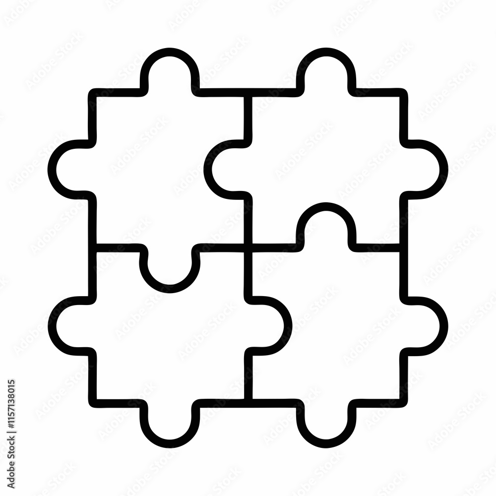 Minimalist Puzzle Pieces Vector Illustration. Minimalist Puzzle Pieces Vector Illustration.