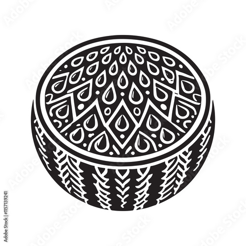 Watermelon Silhouette Vector Illustration, Solid White Background.