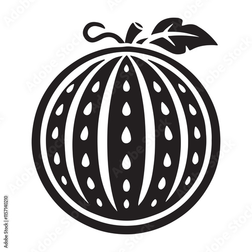 Watermelon Silhouette Vector Illustration, Solid White Background.