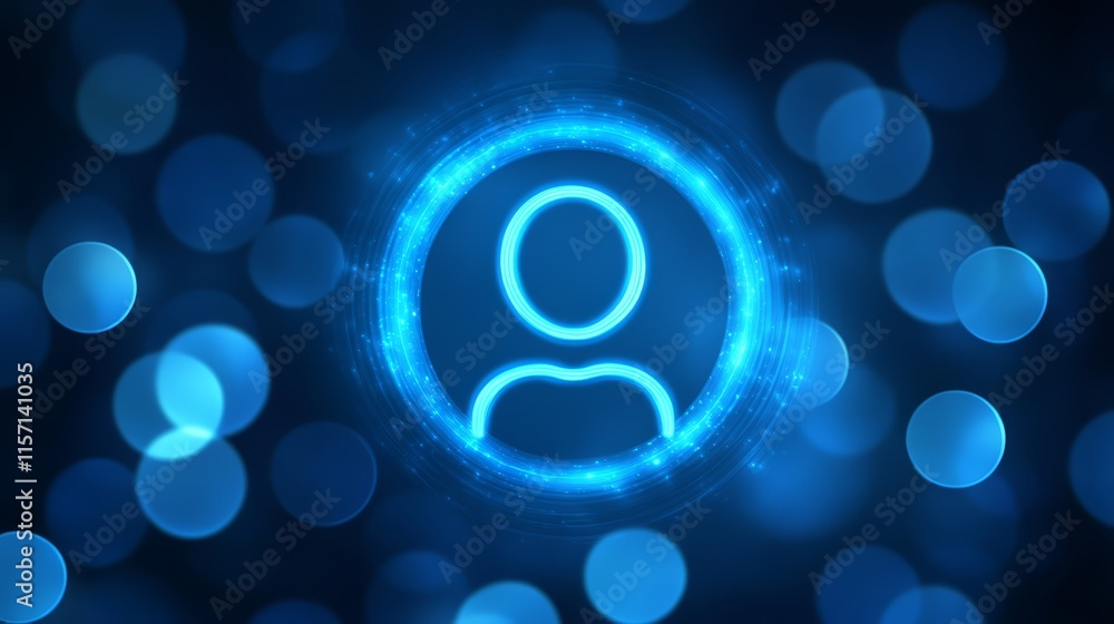 Glowing Neon User Profile Icon Digital Identity Abstract Background Glowing Neon User Profile Icon Digital Identity Abstract Background