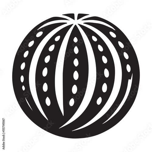 Watermelon Silhouette Vector Illustration, Solid White Background.